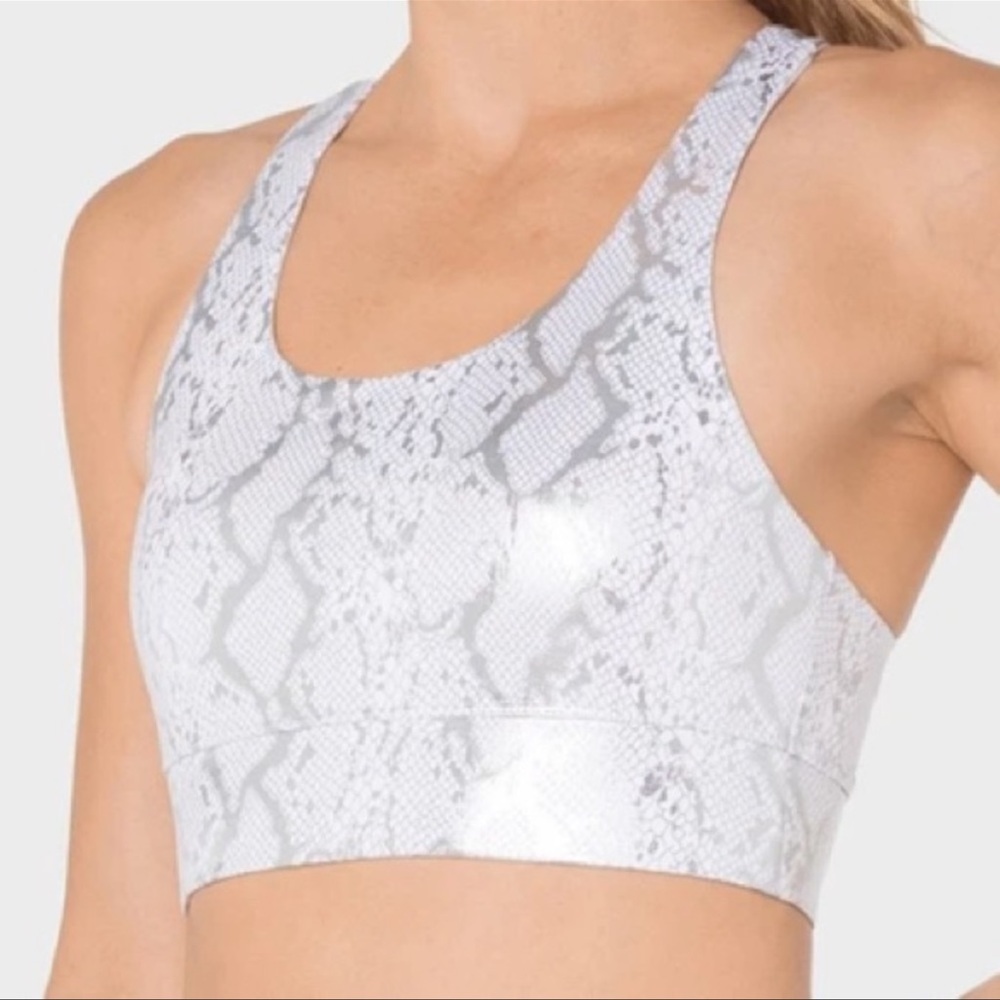 NWT- Kyodan Silver Snakeskin Sports Bra Sz S